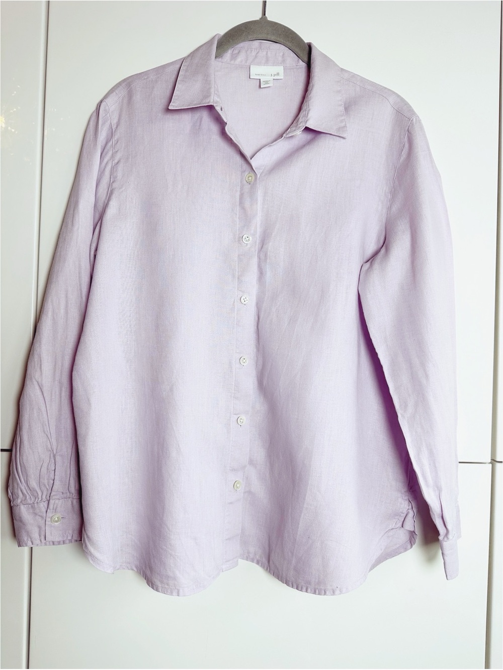 💜J.Jill Love Linen Essential Shirt Button Front Top Lavender Purple XS Petite